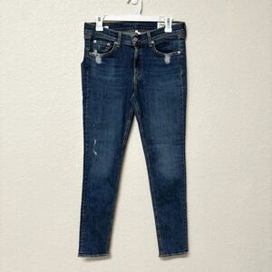 NWT Rag & Bone Skinny Jeans Blue Denim Size 30 La Paz Wash Raw Hem
